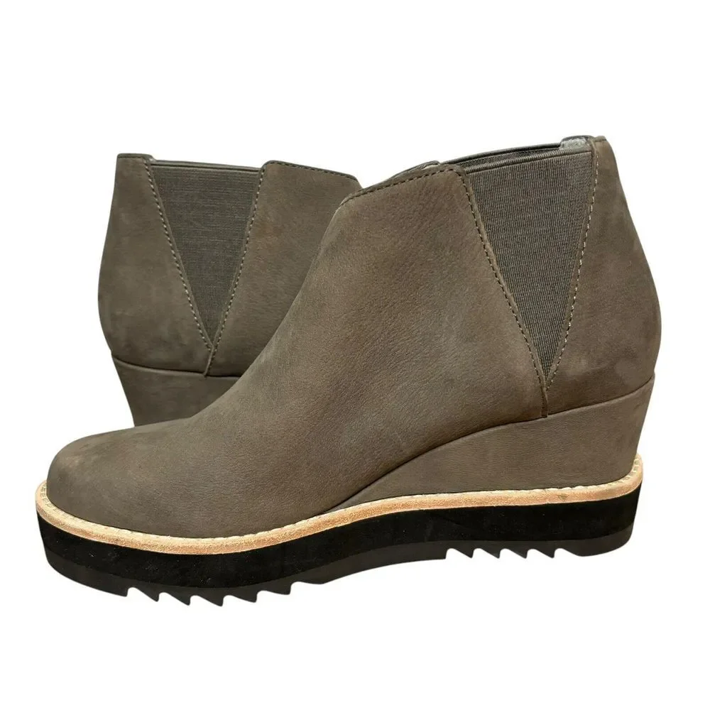 NEW $250 Sz 6.5 Women Eileen Fisher Caddy Nubuck Leather Chelsea Wedge Boots - Picture 6 of 11